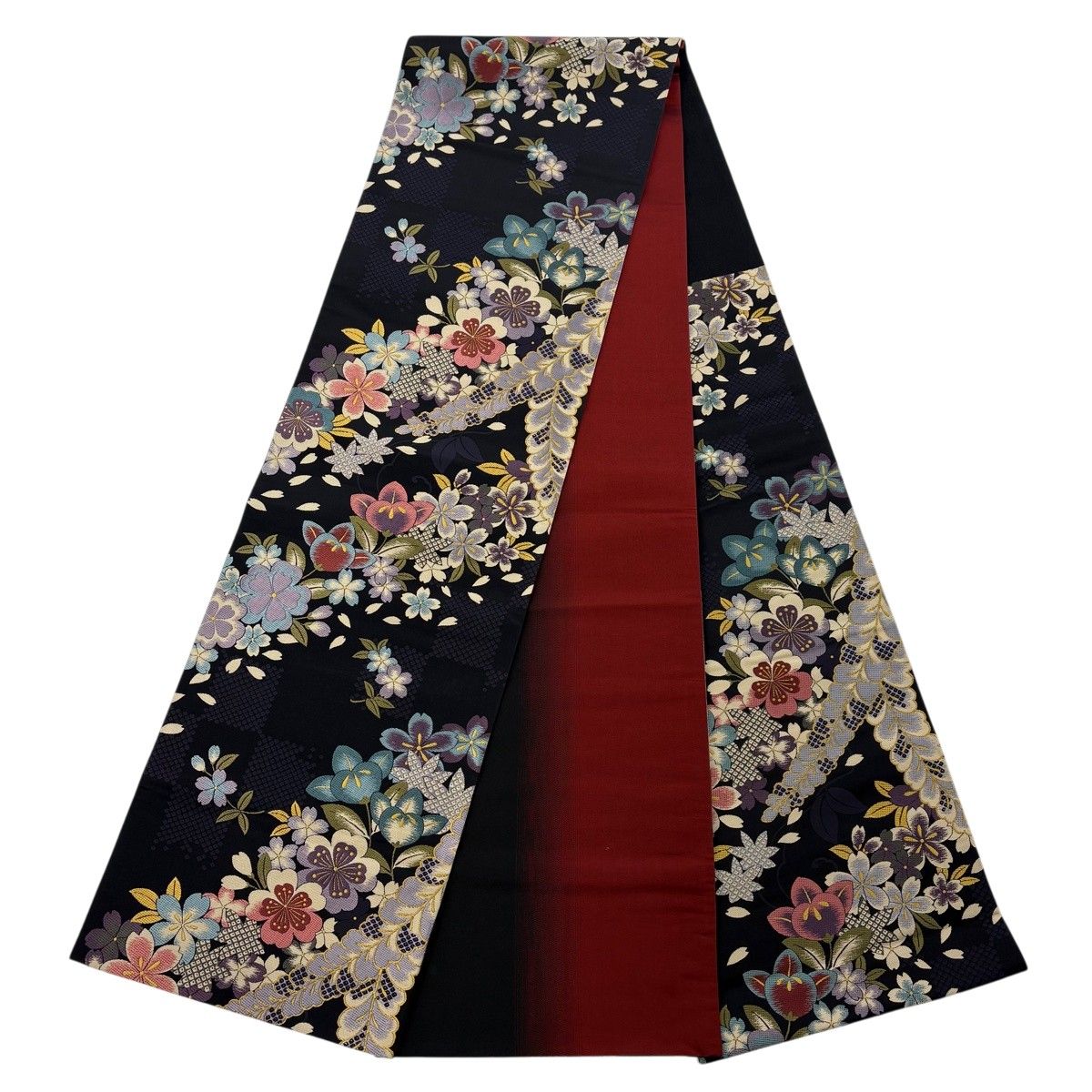美品】 振袖 身丈161.5cm 裄丈65.5cm M 袷 袋帯フルセット 蝶 草花