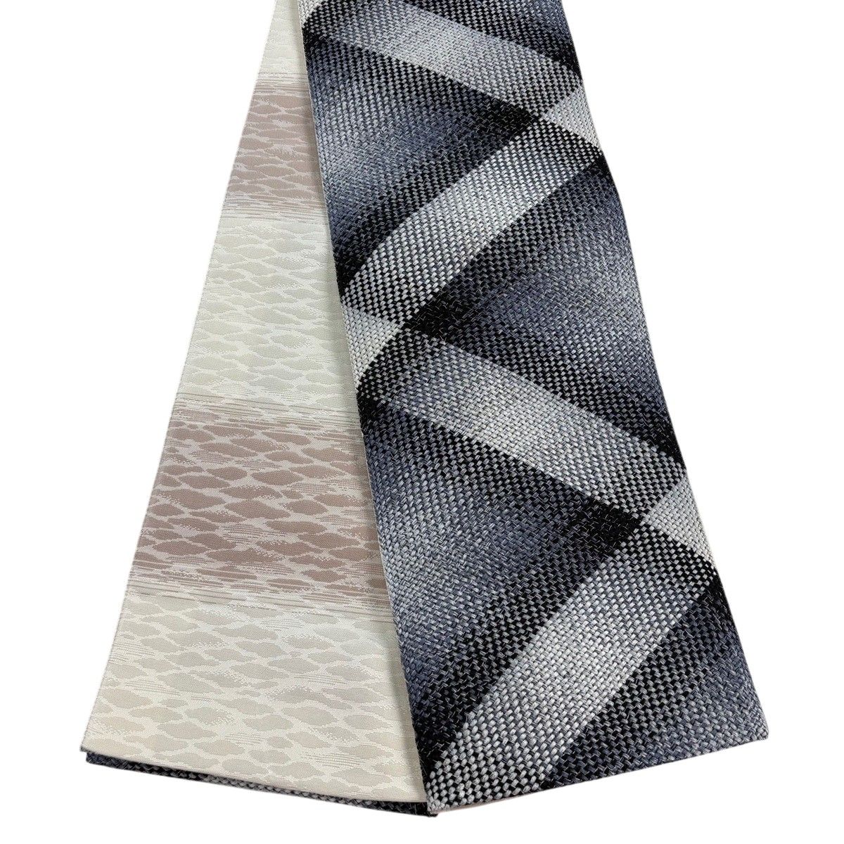 【美品】半幅帯 秀品 斜め格子 銀糸 青灰色 正絹 【中古】 10,764円