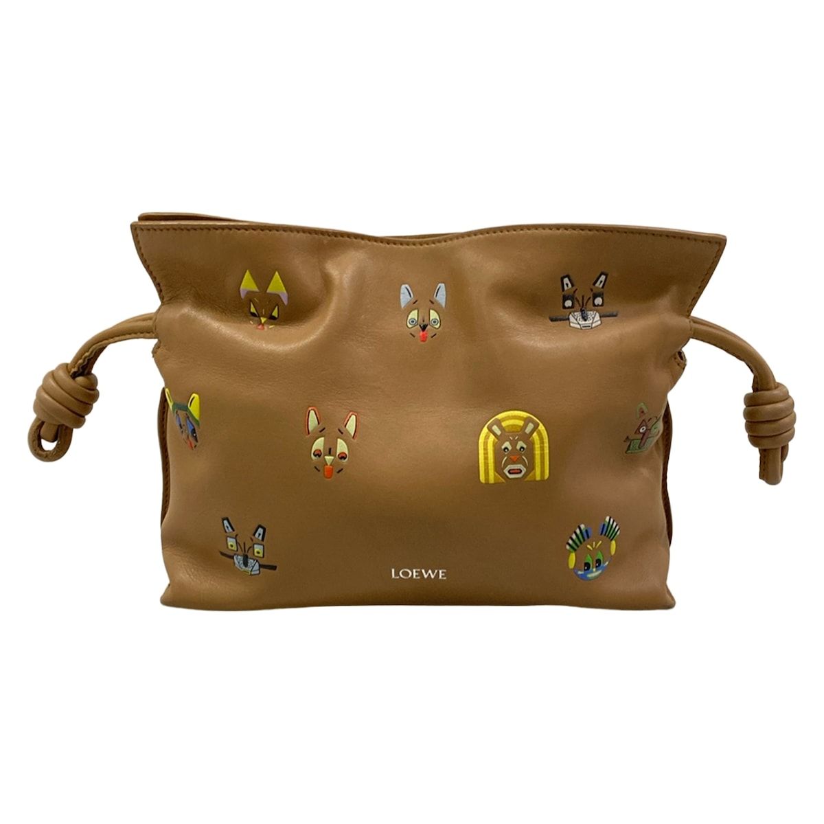 LOEWE(ロエベ) クラッチバッグ キャッツ フラメンコクラッチ ミニ A411FC2XAC ブラウン×マルチ ルイス・ウェインコラボ