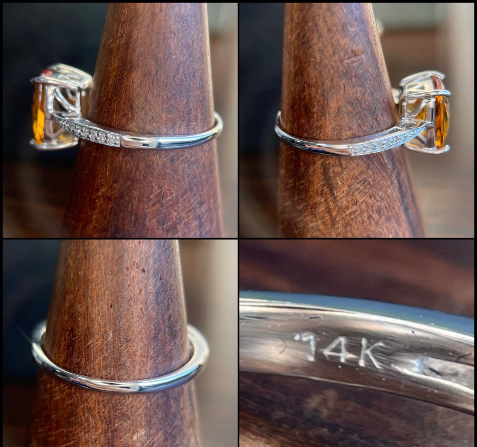 y*様 天然ダイヤモンド取り巻きシトリンリング14 GSTV】K14WG 大粒 シトリン 2.342ct ダイヤモンド リング 14金 14号