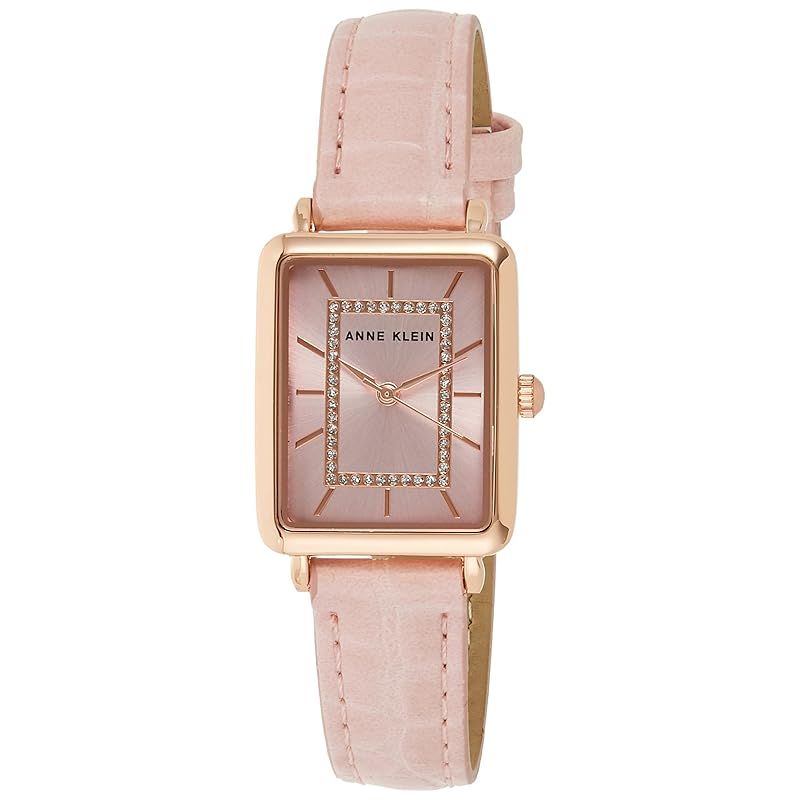 【新品】 Anne Klein レディース グリッターアクセント クロコグレイン ストラップウォッチ AK/3820, ピンク/ローズゴールド, 日本語