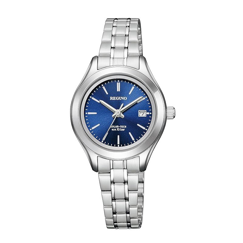 【新品】 [CITIZEN] 腕時計 REGUNO (ソーラー/防水/シンプル) KM4-112-71 ソーラーテック レディース ビジネス アナログ バーインデックス 日付 秒針 シルバー ブルー 銀 青 ペア シチズン