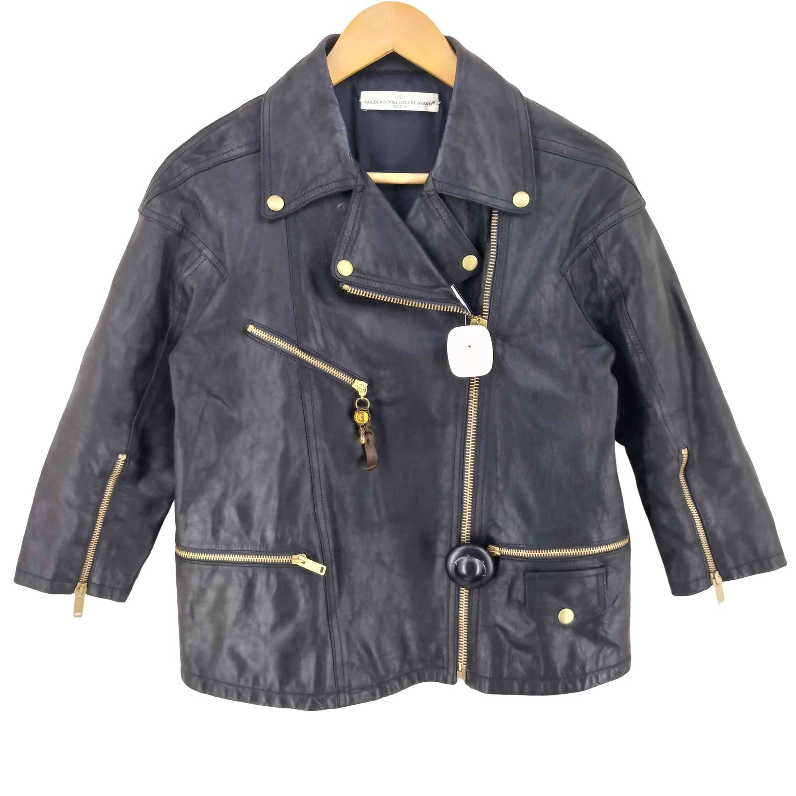 ゴールデングースデラックスブランド golden goose deluxe brand イタリア製 ゴートレザー ダブルライダース ジャケット レディース import：S