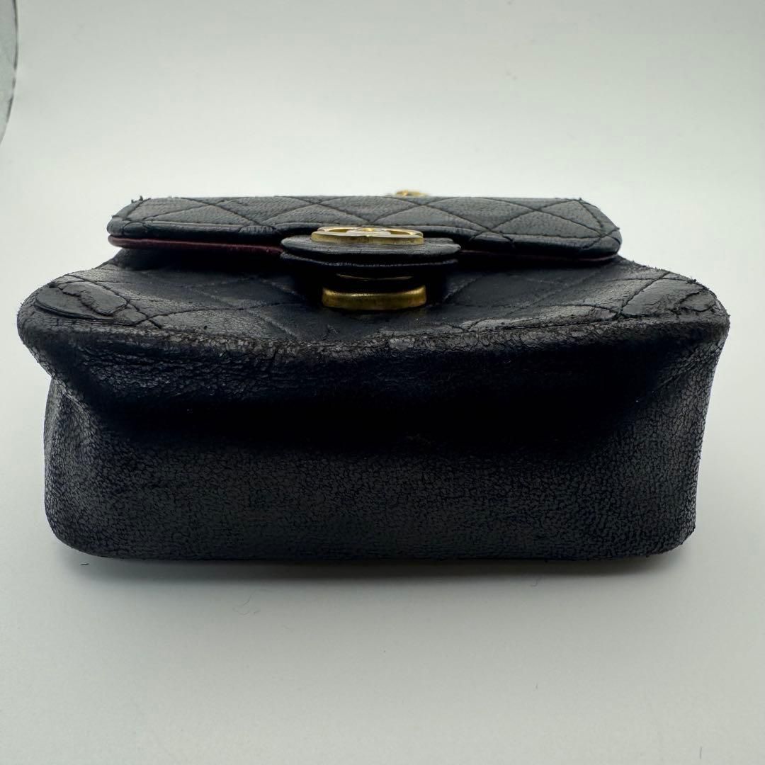 CHANEL シャネル ミニミニマトラッセ ラムスキン ココマーク ポーチ 黒 