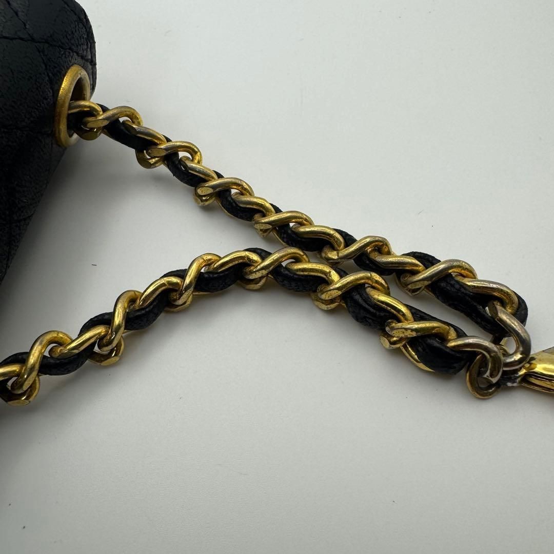 CHANEL シャネル ミニミニマトラッセ ラムスキン ココマーク ポーチ 黒