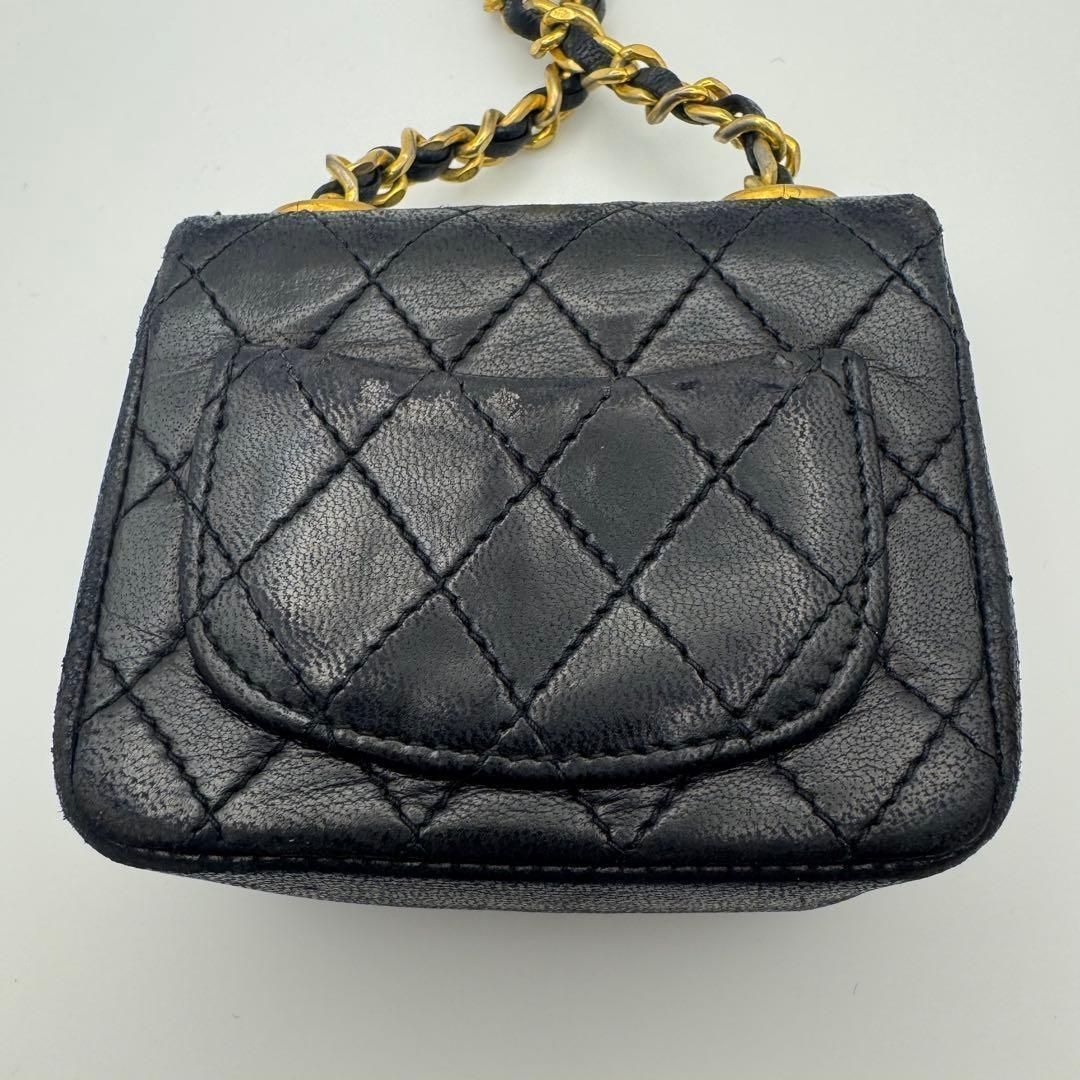 CHANEL シャネル ミニミニマトラッセ ラムスキン ココマーク ポーチ 黒