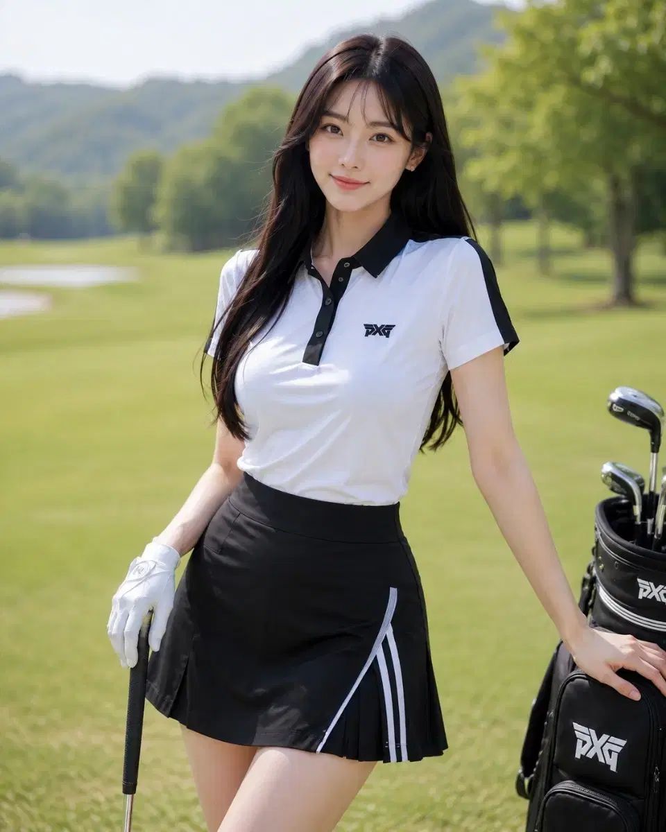 韓国国内正規品 PXG ゴルフ レディース サイド スプリット フィールド 半袖T S