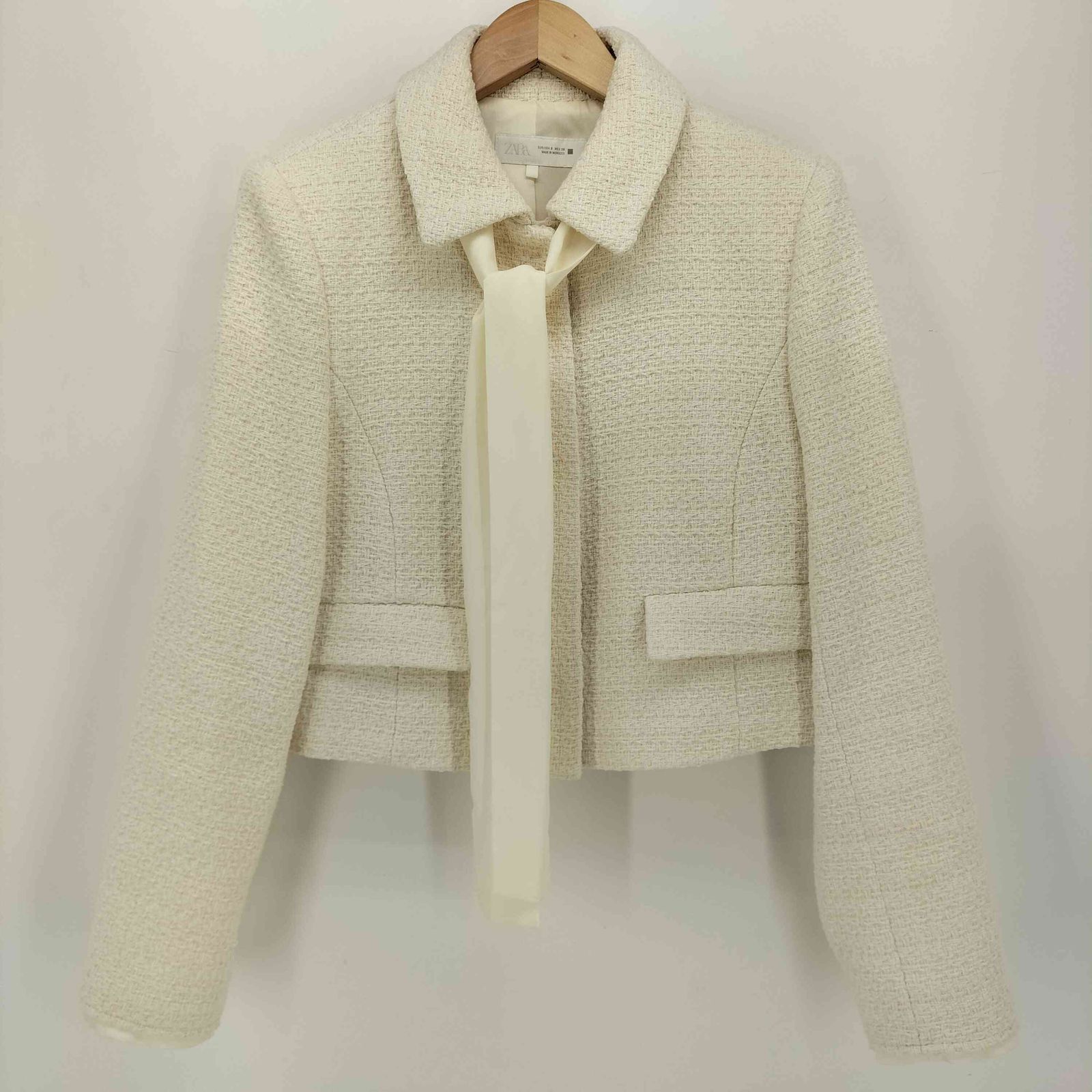 ザラ ZARA リボン付き テクスチャード ブレザー レディース import：S