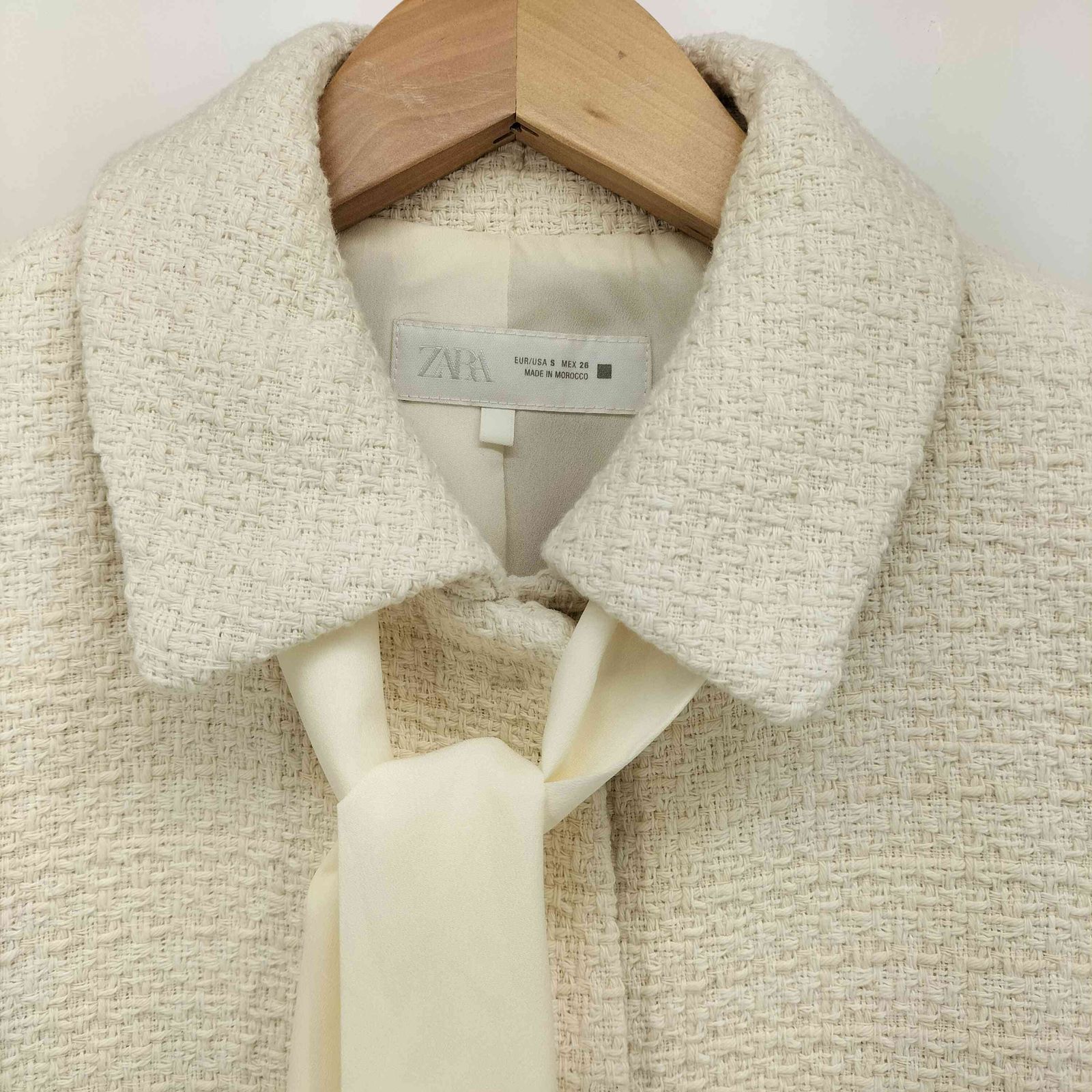 ザラ ZARA リボン付き テクスチャード ブレザー レディース import：S