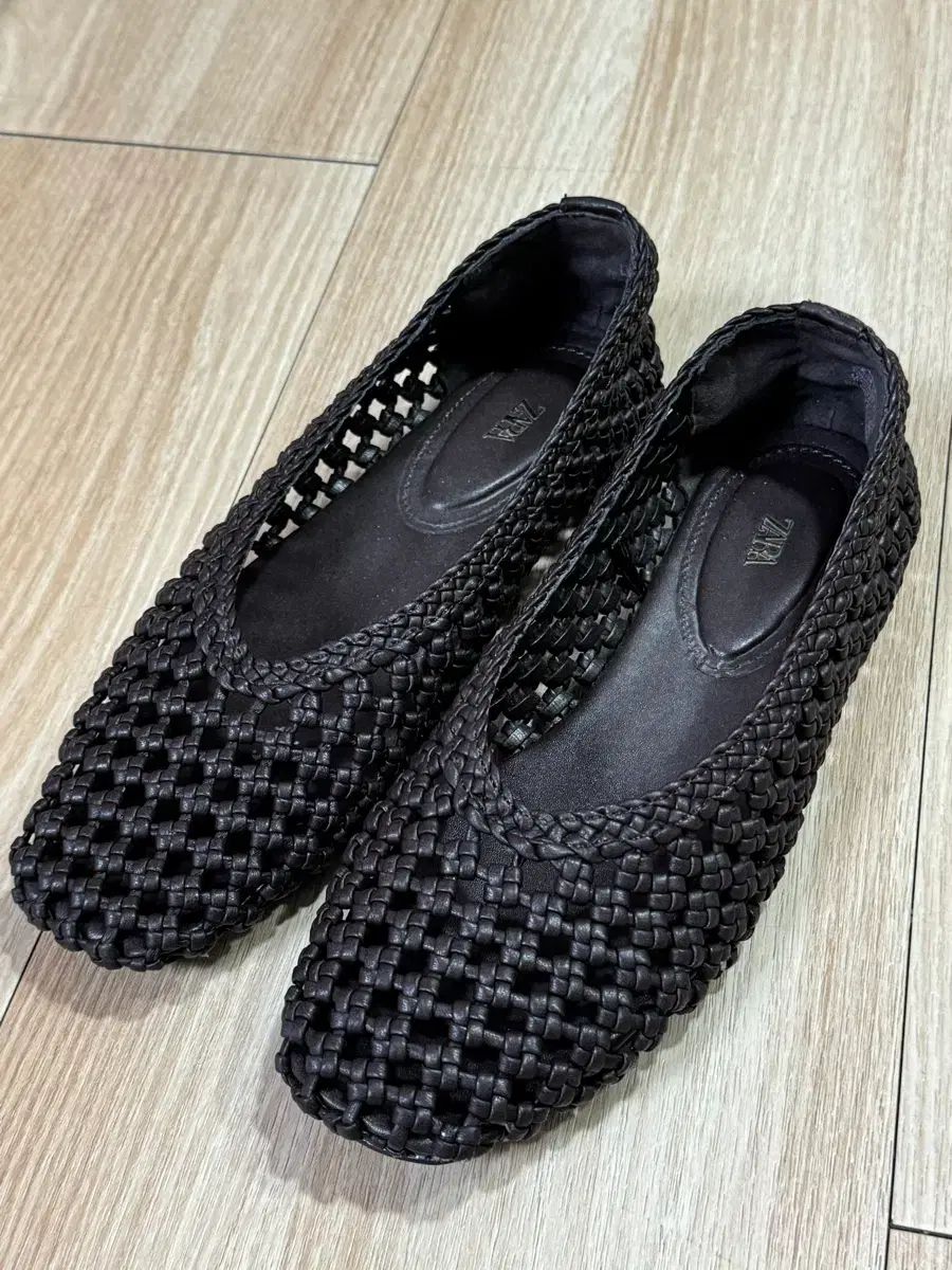 ZARA ザラ ツイスト バレリーナ シューズ ブラウン 36