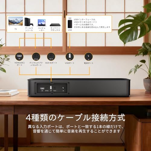 BESTISAN 2.1chサウンドバー 42センチ テレビ用サウンドバー PC用