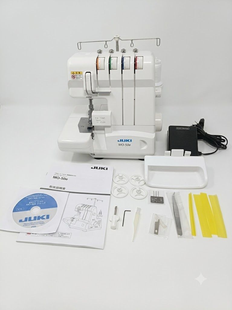 美品】JUKI 2本針4本糸差動送り付きオーバーロックミシン MO-50e