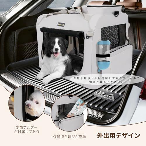 Totoro ball 折りたたみペットケージ 犬ケージ 犬用クレート ソフトクレート ロック付き 5面メッシュ 折りたたみ簡単 給水ボトルバンド付き (ベージュ, M（60L x 42W x 42H cm）)mt