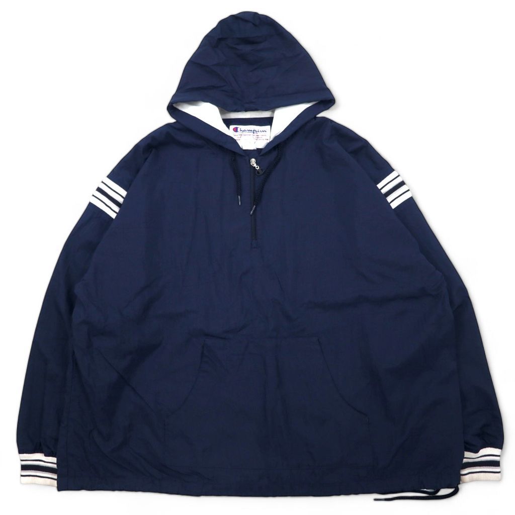 【90s】超希少STARTERハーフジップアノラックパーカーNBA 身幅広め Champion 90年代 ハーフジップ アノラックパーカー XXL ネイビー