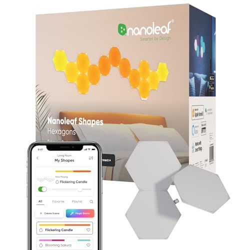 Nanoleaf Shapes スマートライトパネル ナノリーフ ヘキサゴン 拡張パック 3点セット 追加パネル 音楽連動 リズムモジュール内蔵 WiFi直結 1680万色 RGBCW Alexa Google Home対応 ゲーム 光る壁飾り インテリアmt