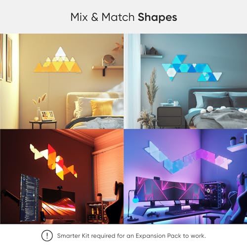 Nanoleaf Shapes スマートライトパネル ナノリーフ トライアングル 拡張パック 3点セット 追加パネル 音楽連動 リズムモジュール内蔵 WiFi直結 1680万色 RGBCW Alexa Google Home対応 ゲーム 光る壁飾り インテmt