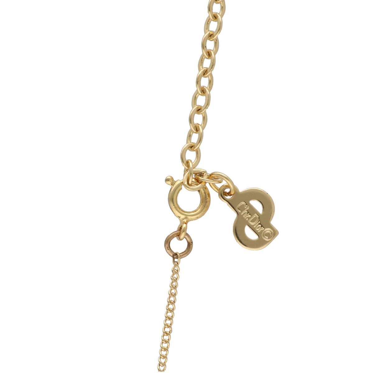 中古】Dior ディオール ラインストーン ロゴネックレス ゴールド 