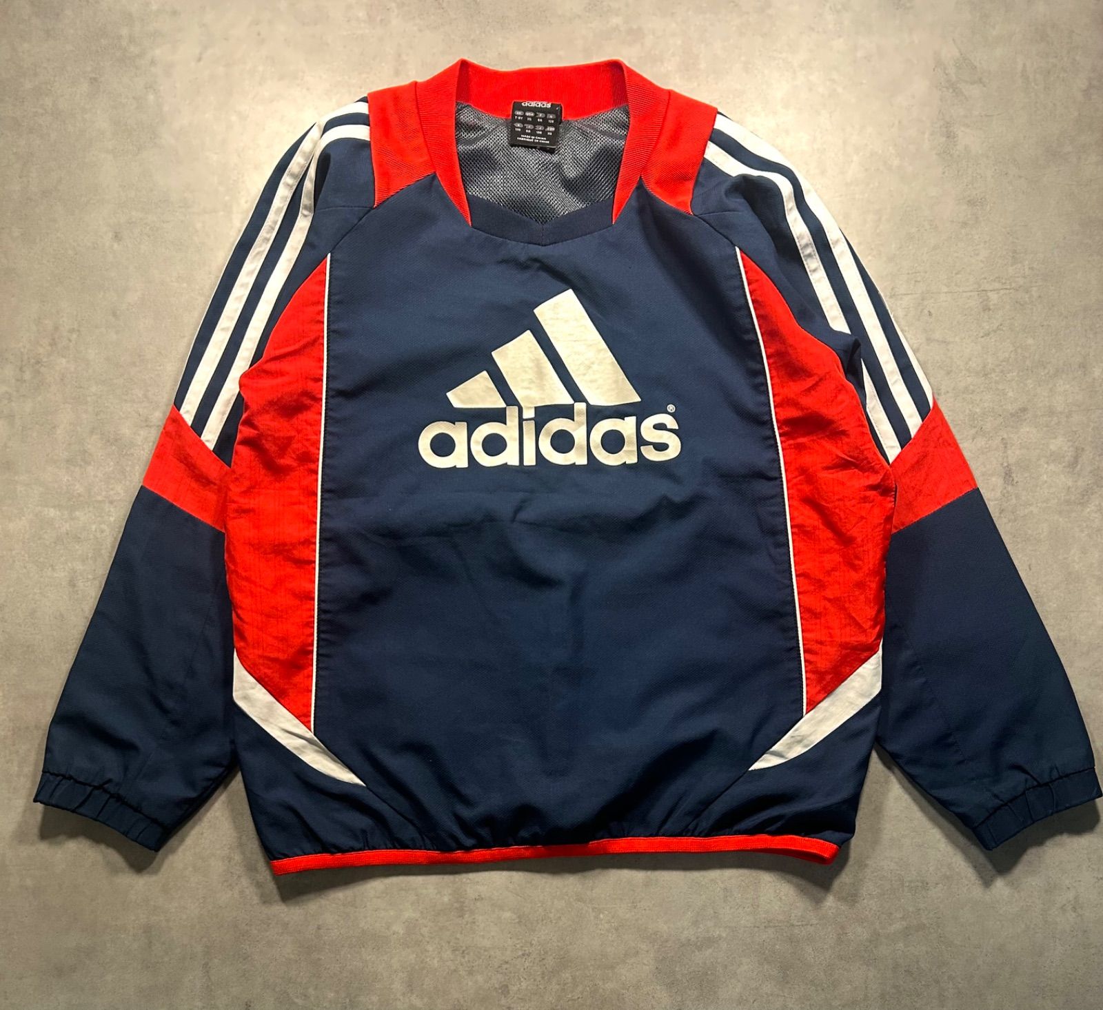 アディダス adidas キッズ ウィンドブレーカー 120cm ネイビー×レッド 