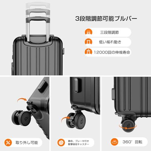 [Globetrek] スーツケース 機内持ち込み Sサイズ 拡張機能付き ブレーキ付きキャスター TSAロック搭載 40L キャリーケース 出張 旅行 1?3泊mt