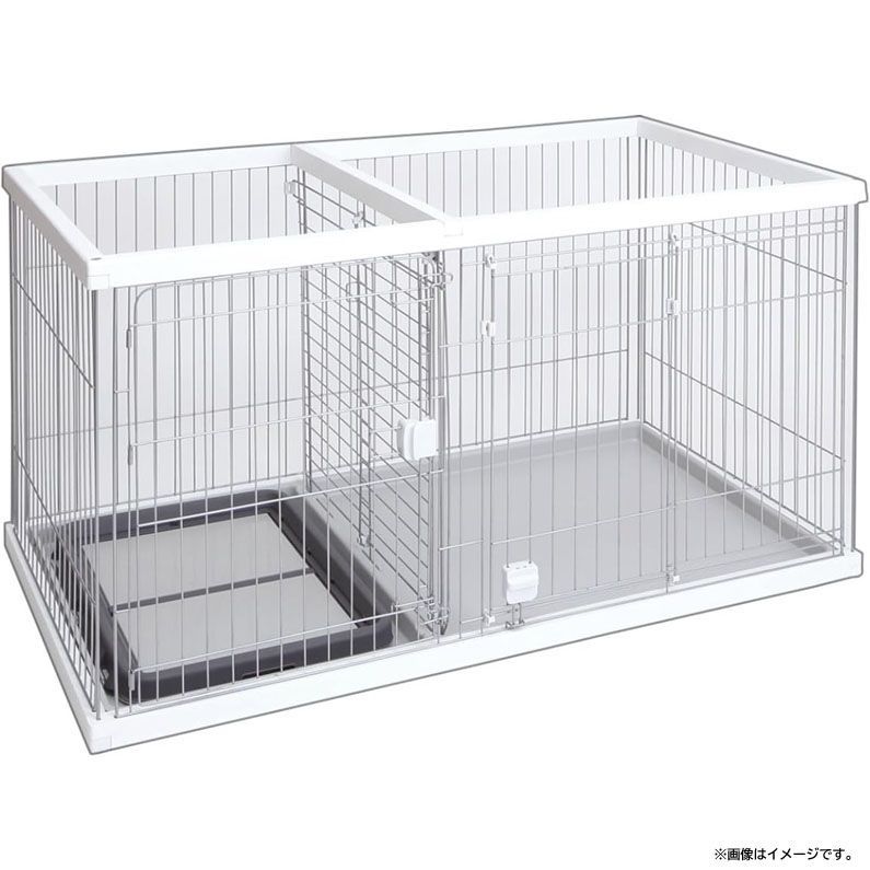 E5448◆未使用 ペティオ (Petio) トイレのしつけが出来る ドッグルームサークル ホワイト ワイド ペットサークル ペットケージ ペットフェンス プレイサークル 犬 ペット用品 W24760