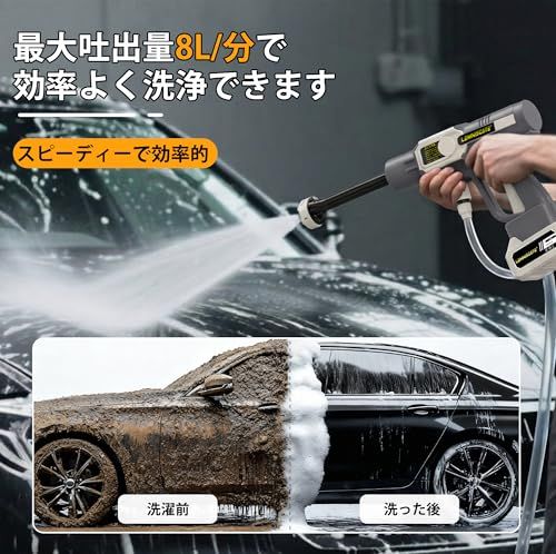 高圧洗浄機 コードレス 充電式 ハンディタイプ 高圧洗車機 850W 6種類