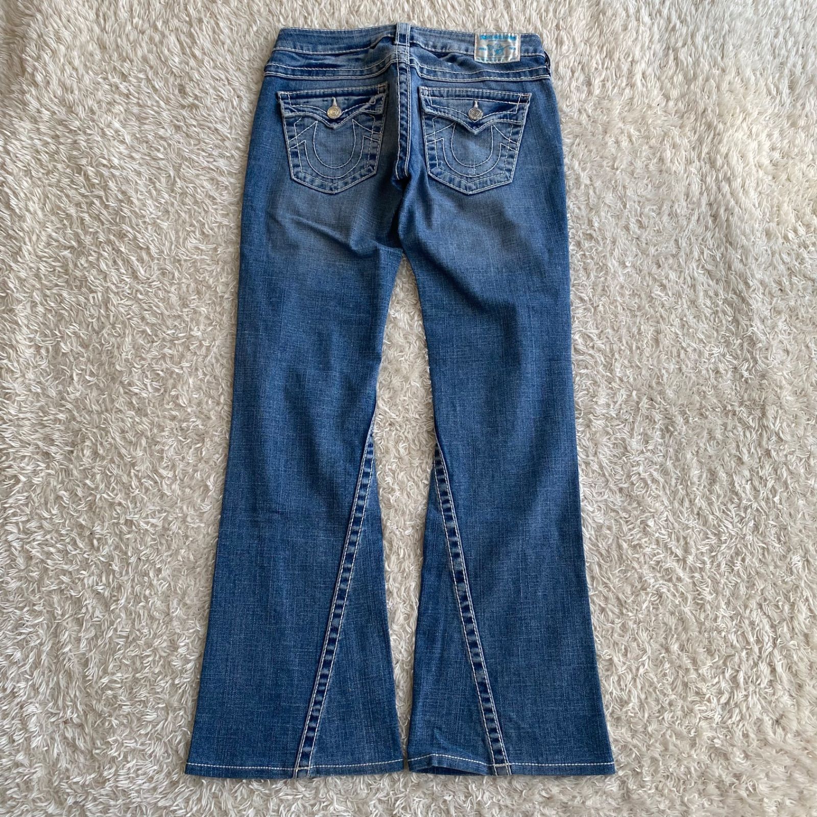 TRUE RELIGION JOEY SUPER T　トゥルーレリジョン　デニムパンツ　フレア　ブーツカット　白ステッチ　y2k サイズ27