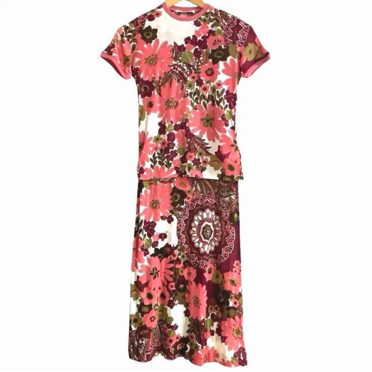 新品 Y's ワイズ yohji yamamoto ヨウジヤマモト 花柄 半袖 カットソー ノースリーブ ワンピース セットアップ レディース 3