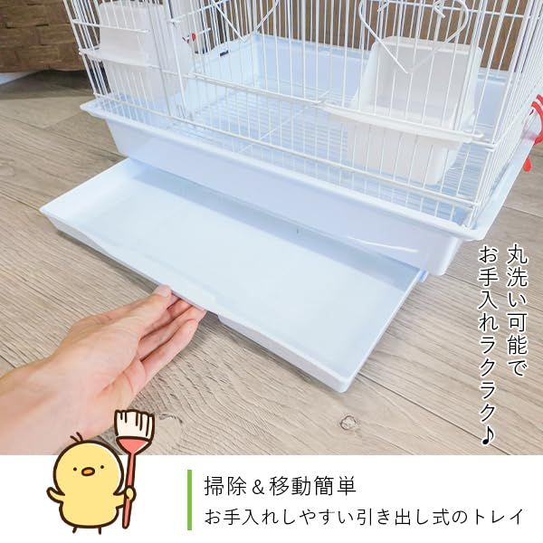 鳥カゴ 鳥かご バードケージ 鳥小屋 多頭飼い 複数飼い 止まり木 おもちゃ 省スペース 室内 飼育 (ホワイト)mt