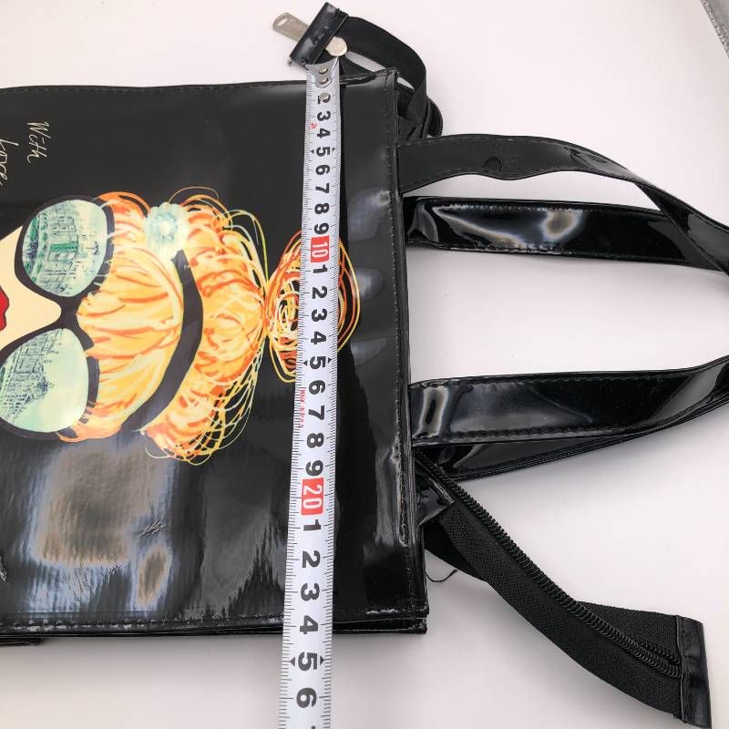 タ Harrods（ハロッズ） イラスト トートバッグ 黒 ブラック 中古品