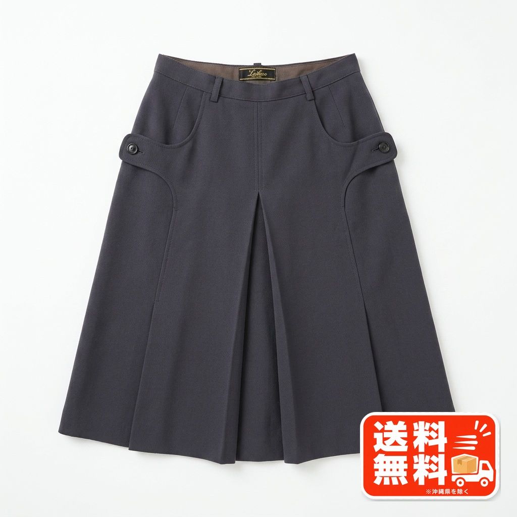 Leilian レリアン ひざ丈スカート 9号 ダークグレー ウール 上品