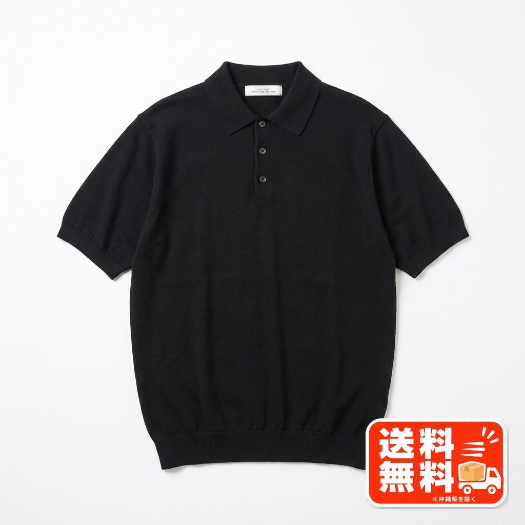 UNITED ARROWS ユナイテッドアローズ ニットポロシャツ L ブラック
