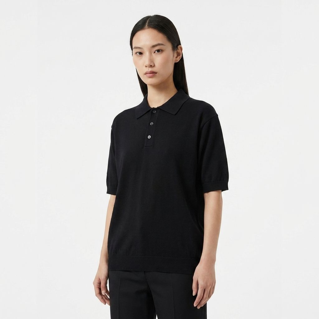 【美品】JOHN SMEDLEY ユナイテッドアローズ別注　ニット ポロシャツ UNITED ARROWS ユナイテッドアローズ ニットポロシャツ L ブラック