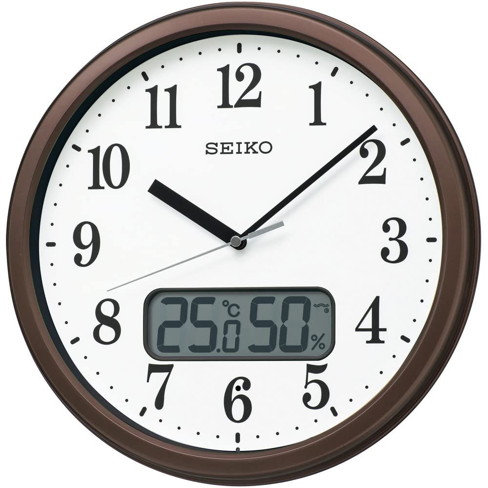 【メーカー延長保証2年対象】セイコークロック(Seiko Clock) 掛け時計 電波 アナログ 温度 湿度 表示 04:茶メタリック 02:直径31cm KX244B 国内発送