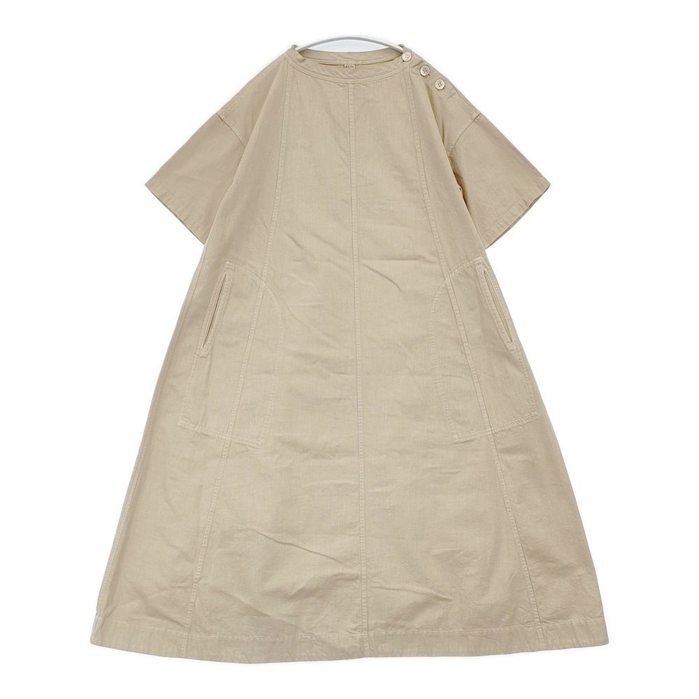 45R/45rpm シャツチノDRESS 定価33000円 半袖ドレス コットン ワンピース ベージュ レディース フォーティーファイブアールピーエム【中古】6-0522S♪