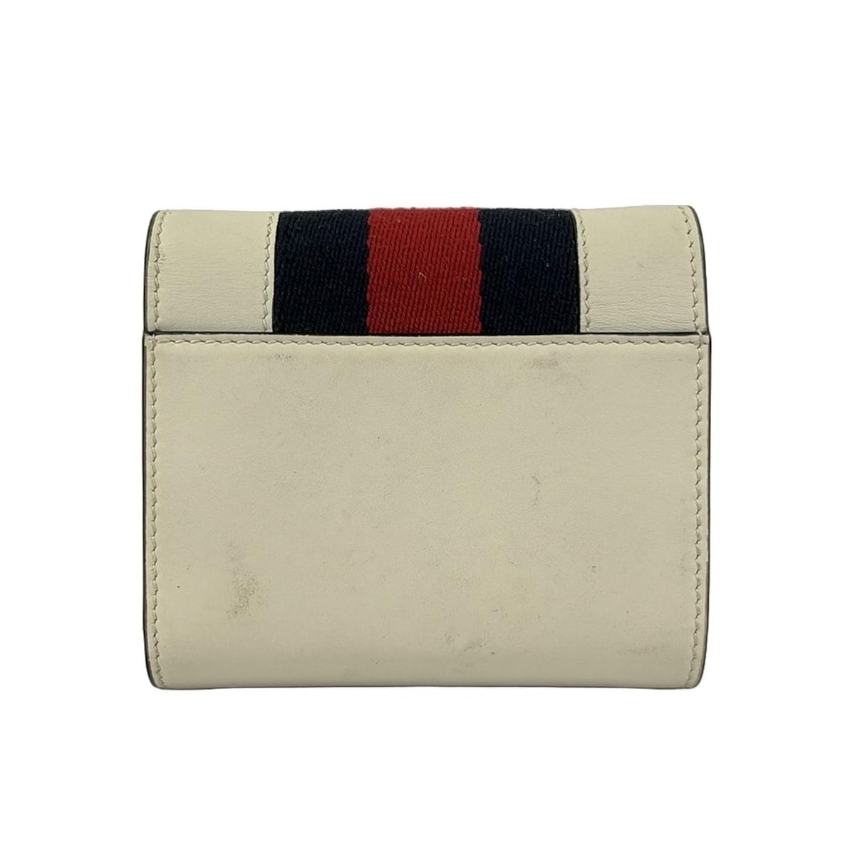 GUCCI(グッチ) 3つ折り財布 シルヴィ 476081 アイボリー×ダークネイビー×レッド レザー GUCCI(グッチ) 3つ折り財布 シルヴィ 476081 アイボリー×ダークネイビー×レッド レザー