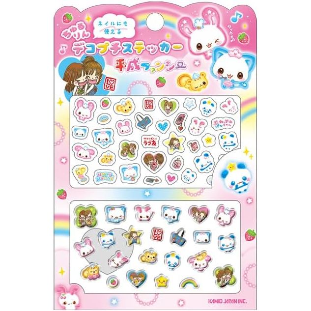Heisei Fancy Mix Chururin Deco Petit Sticker Love Friend Happy March Drop Plump Clear Nail Cute