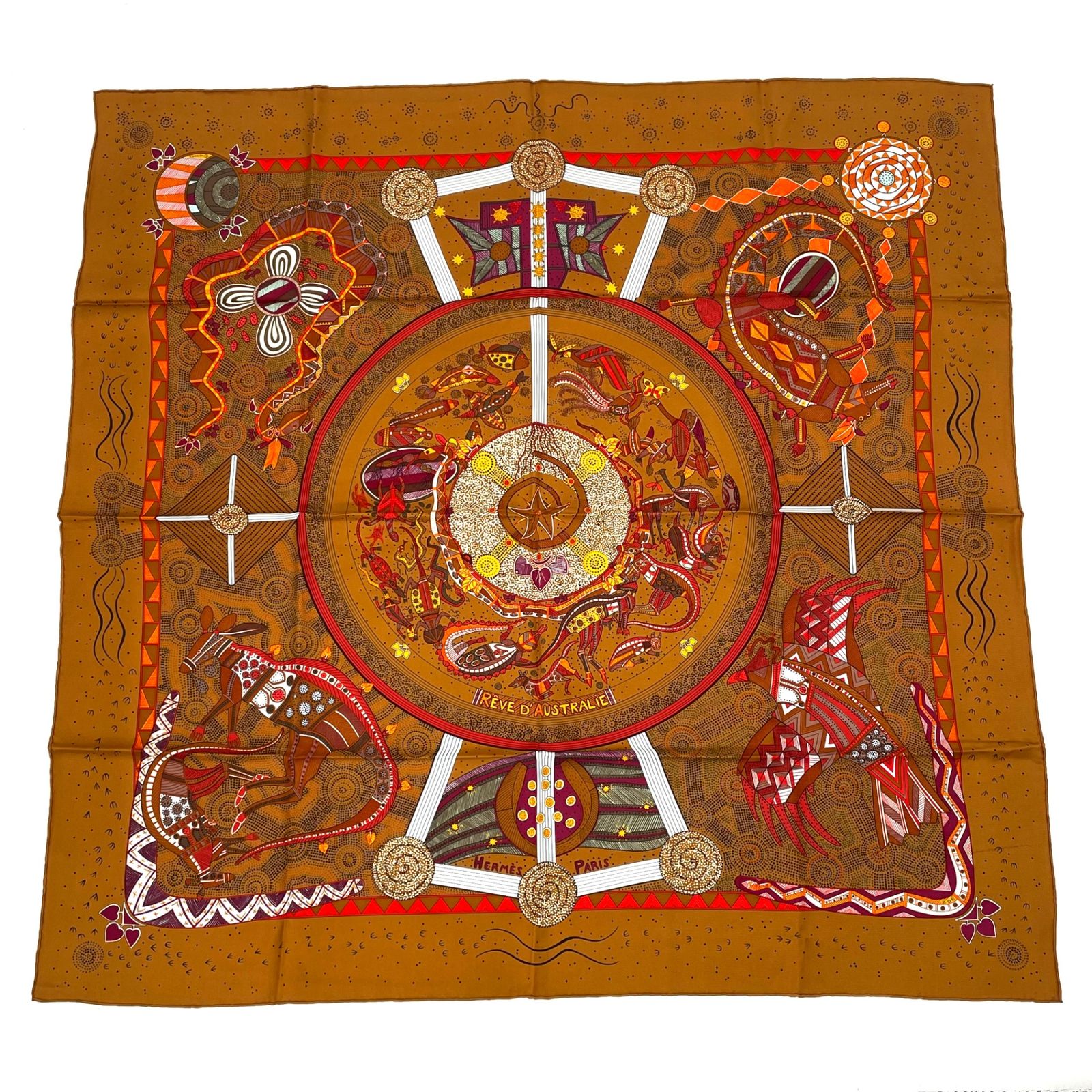 極美品 HERMES エルメス シルクスカーフ カレ90 REVE D'AUSTRALIE