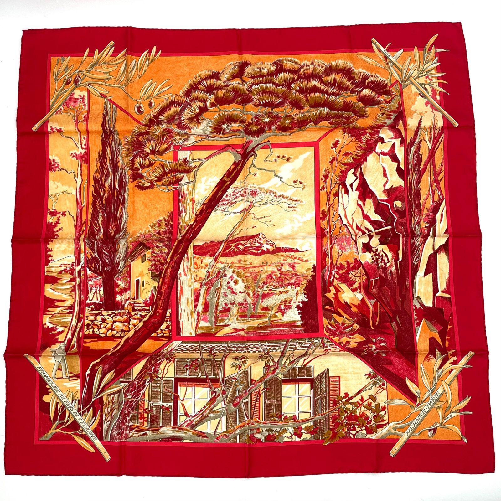 新品同様 HERMES エルメス Promenade au pays de Cezanne セザンヌの国 カレ90 シルク スカーフ
