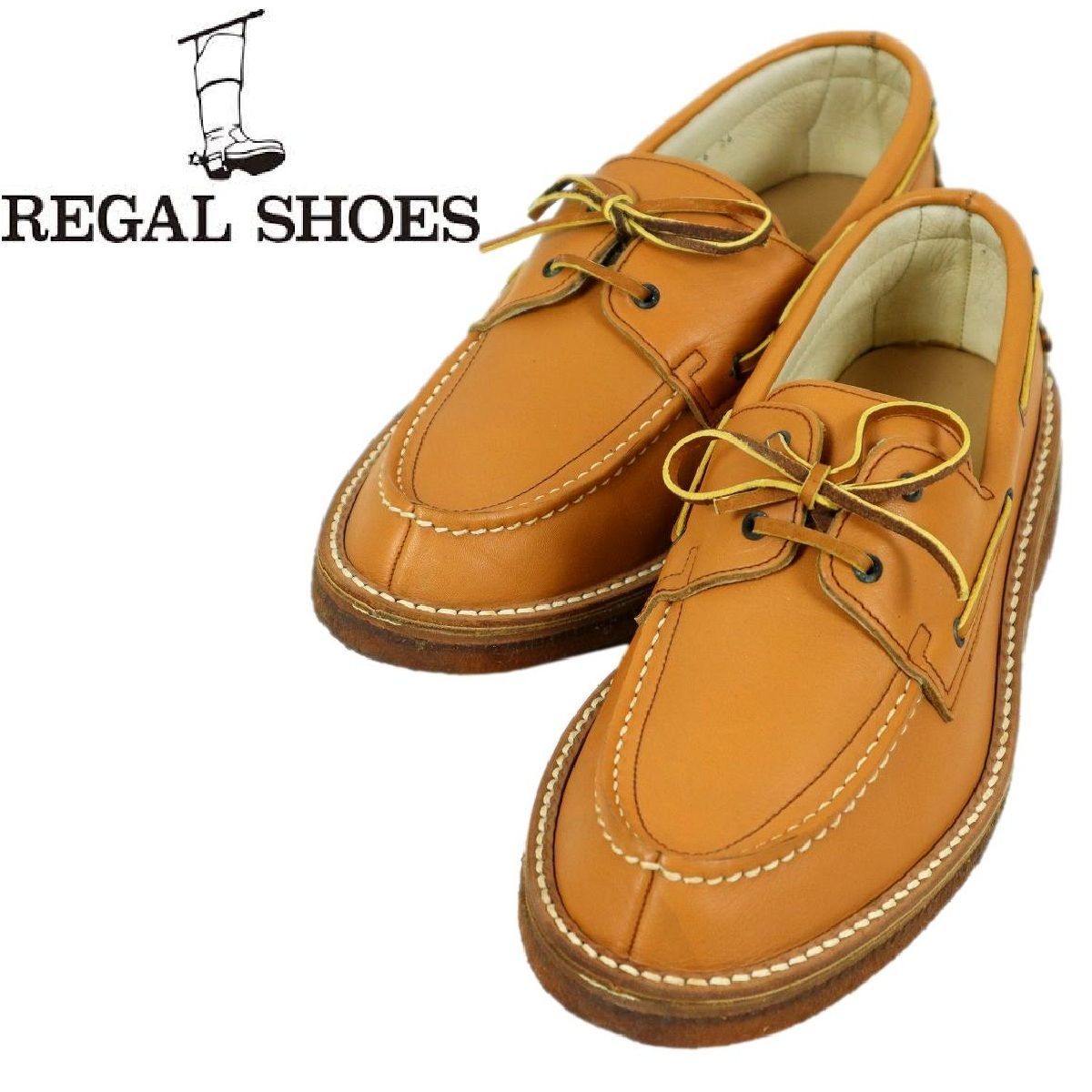 【S3823】【極美品】【クレープソール】REGAL リーガル レザーシューズ デッキシューズ レザーシューズ サイズ26㎝