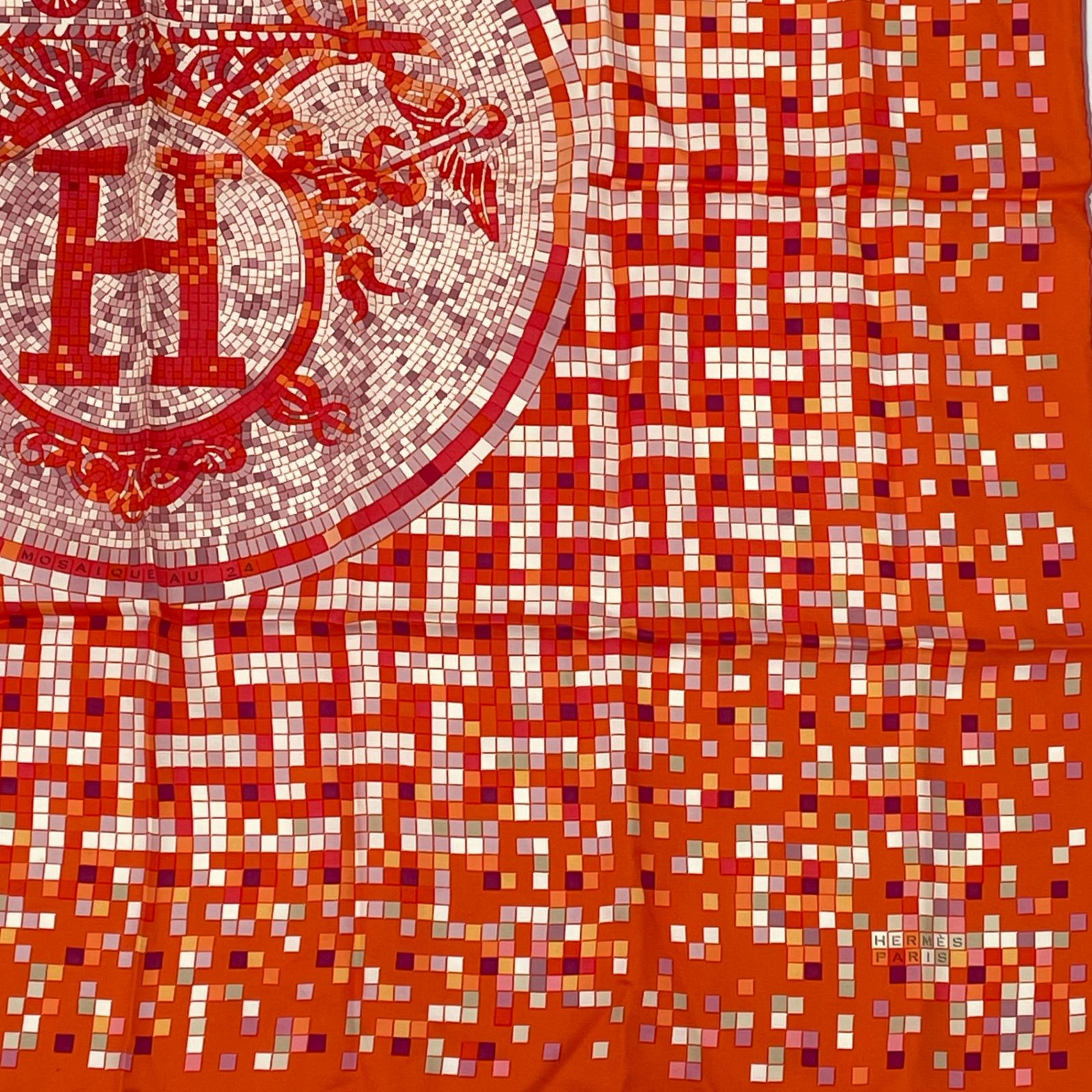 美品 HERMES エルメス スカーフ カレ90 シルク MosaiqueAu24 モザイク 