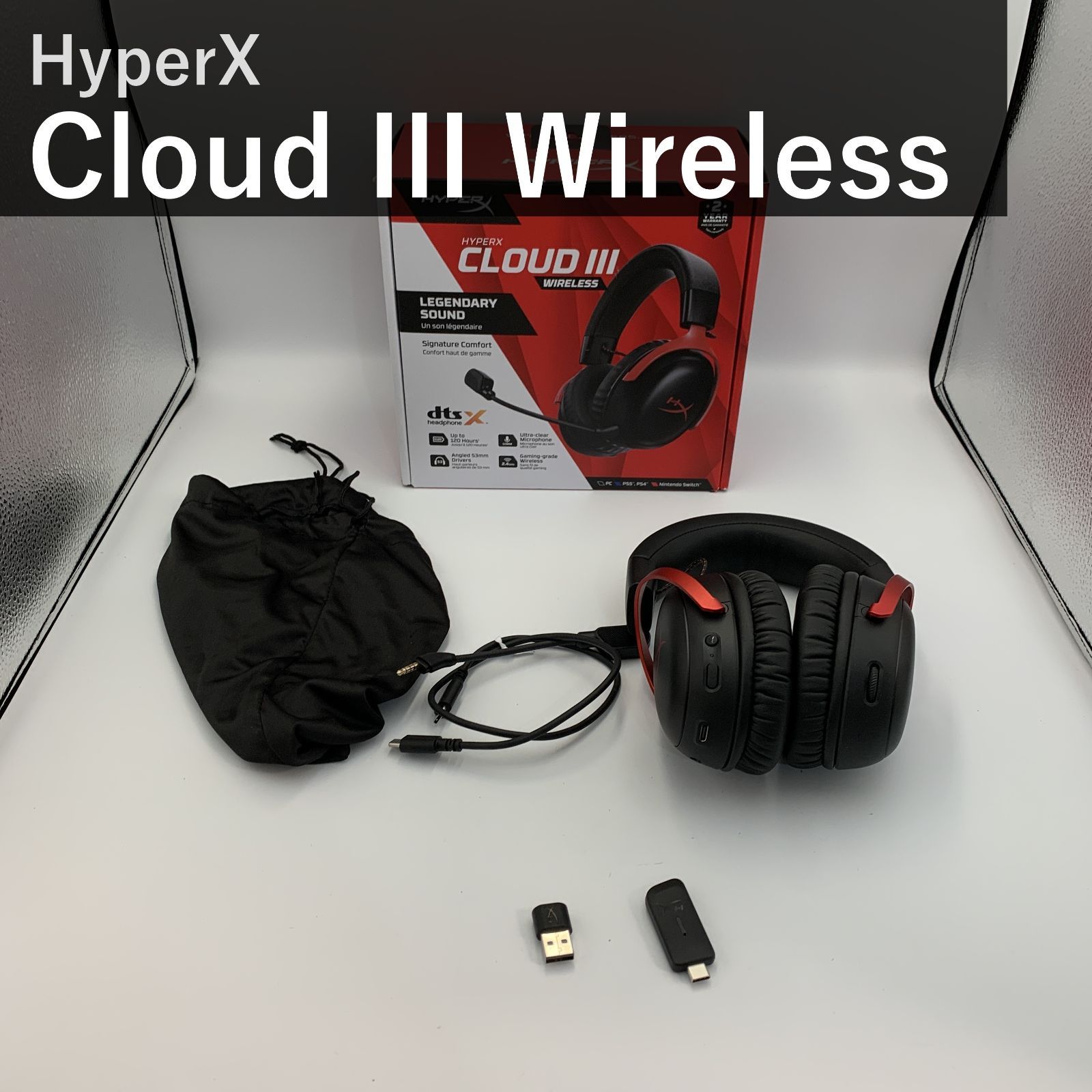 ハイパーエックス HyperX Cloud III ワイヤレス ゲーミングヘッドセット 77Z46AA ブラックレッド DTS Headphone:X 53mmドライバー 最大120時間 PS5 PS4 Xbox Switch PC モバイル対応 国内正規品