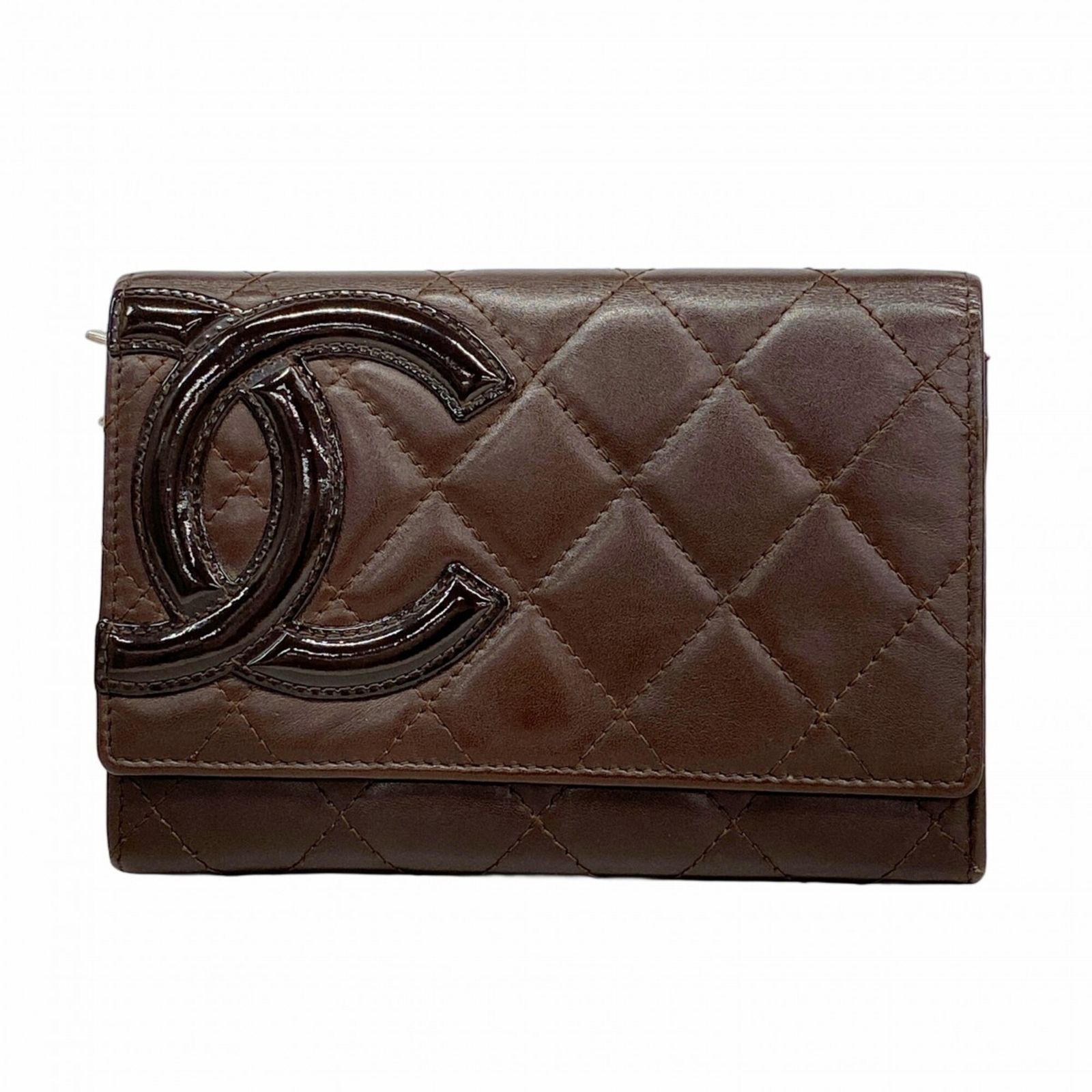 シャネル(Chanel) シャネル 財布・コインケース カンボン ラムスキン ダークブラウン レディース