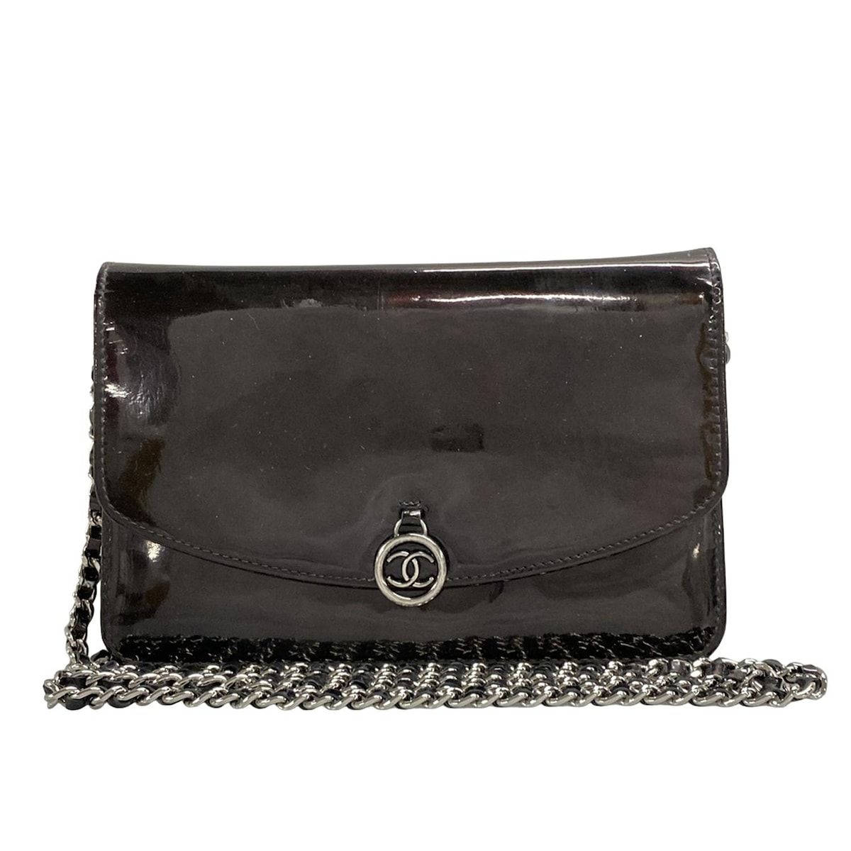CHANEL(シャネル) 財布 - 黒×ボルドー チェーンウォレット/シルバー金具 レザー