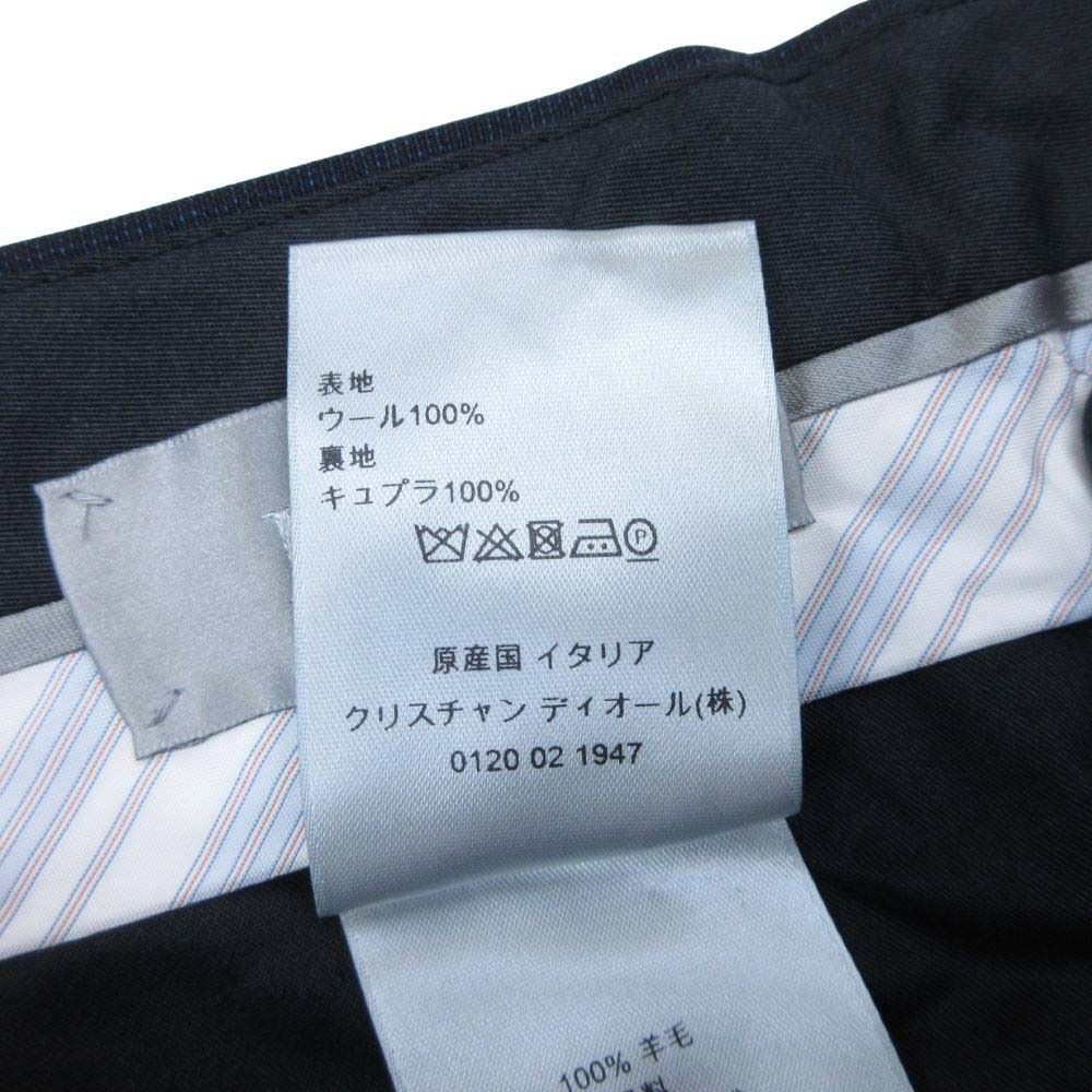 未使用 DIOR ディオール ノータック スラックス パンツ サマーウール テーパードパンツ トラウザー ボトムス 50C 紺 ネイビー メンズ 古着 中古 USED