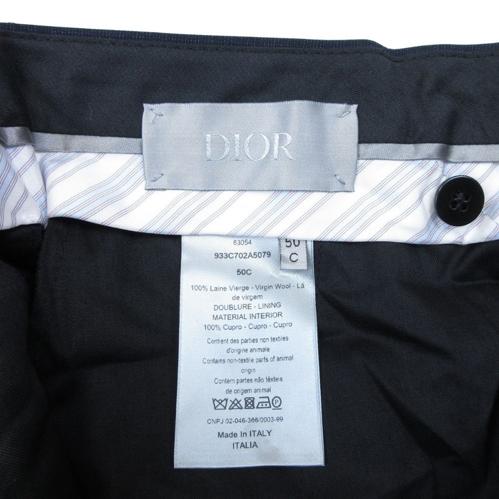 未使用 DIOR ディオール ノータック スラックス パンツ サマーウール テーパードパンツ トラウザー ボトムス 50C 紺 ネイビー メンズ 古着 中古 USED