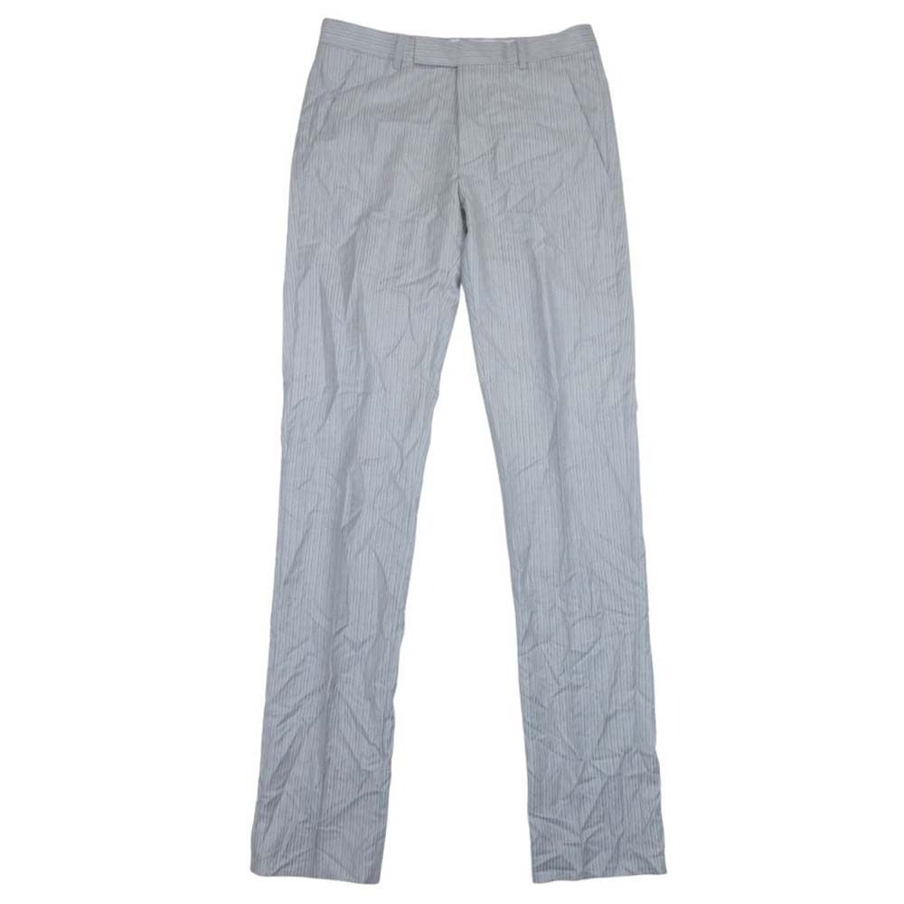新品同様 DIOR ディオール 21ss ストライプ ウール トラウザーパンツ センタープレス スラックス パンツ ボトムス 44 グレー メンズ 古着 中古 USED