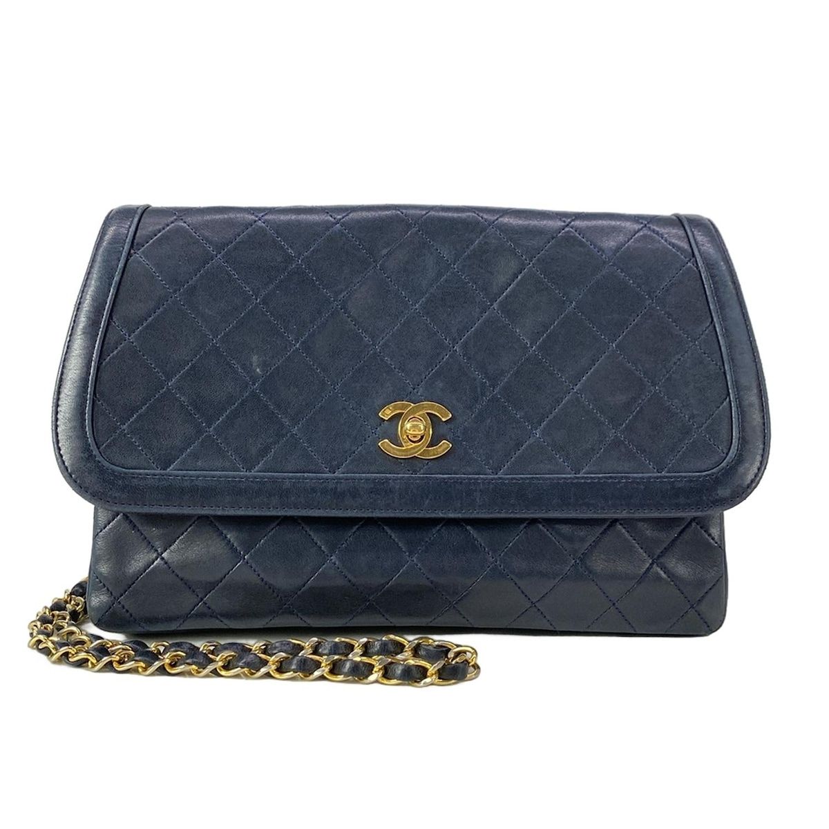 CHANEL(シャネル) ショルダーバッグ マトラッセ ネイビー チェーン 