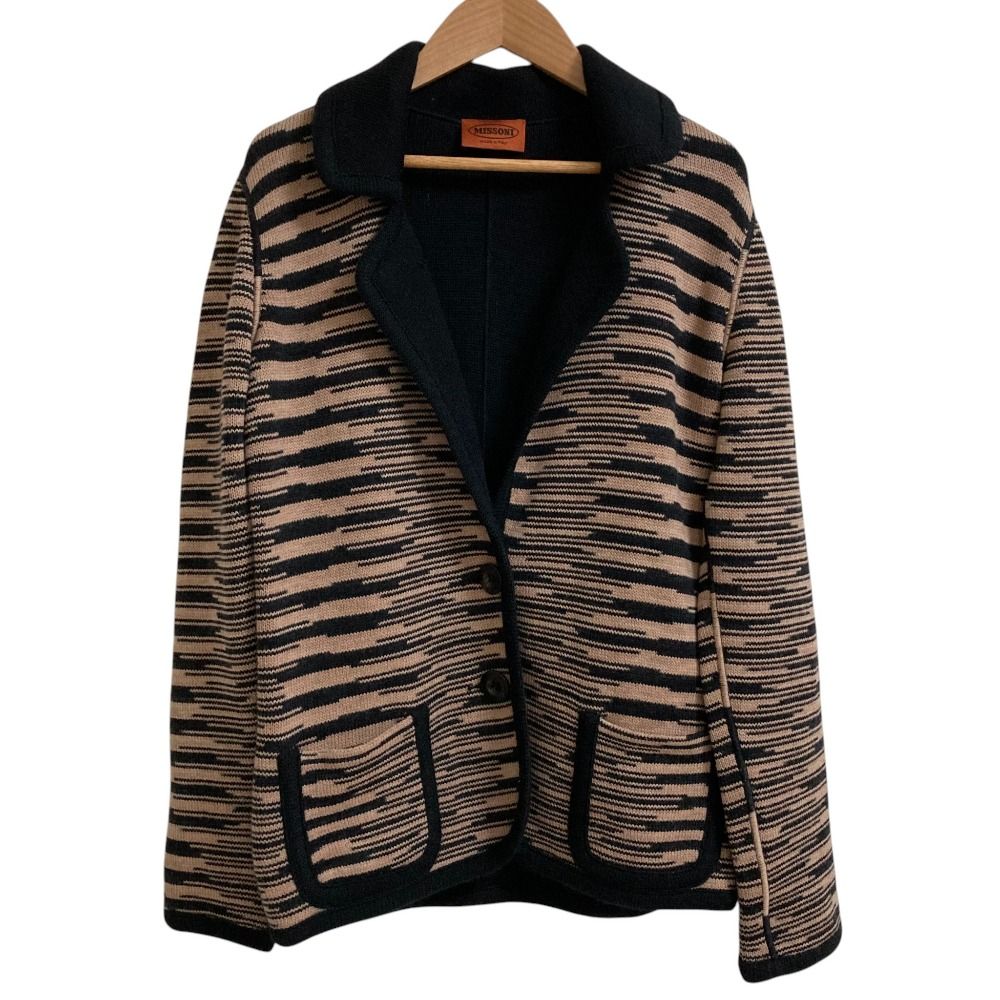 【美品】ミッソーニ テーラードジャケット カシミヤ　モヘア　イタリア製44 美品 MISSONI ミッソーニ ボーダー モヘヤブレンド ニットテーラード