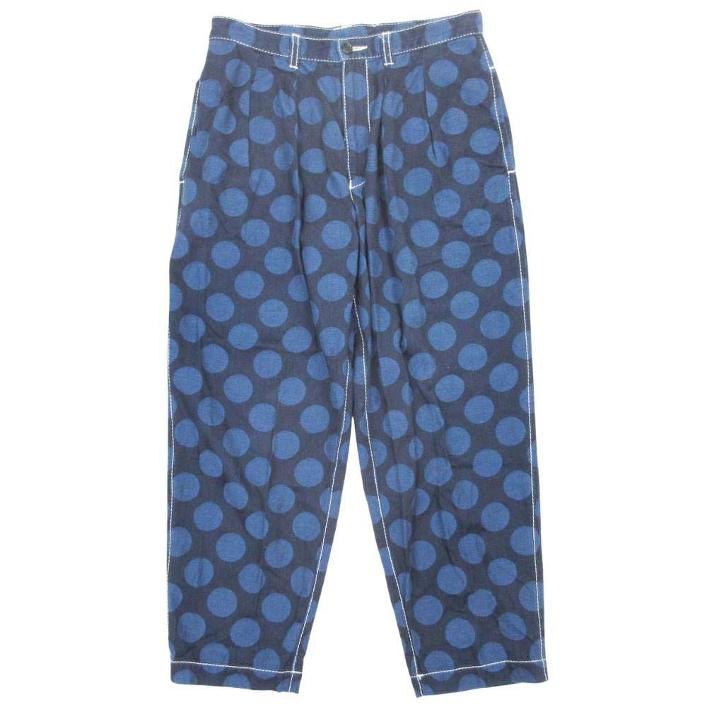 美品 tricot COMME des GARCONS トリココムデギャルソン 19ss 水玉 ドット柄 テーパードパンツ コットン M 青 ブルー レディース 古着 中古 USED