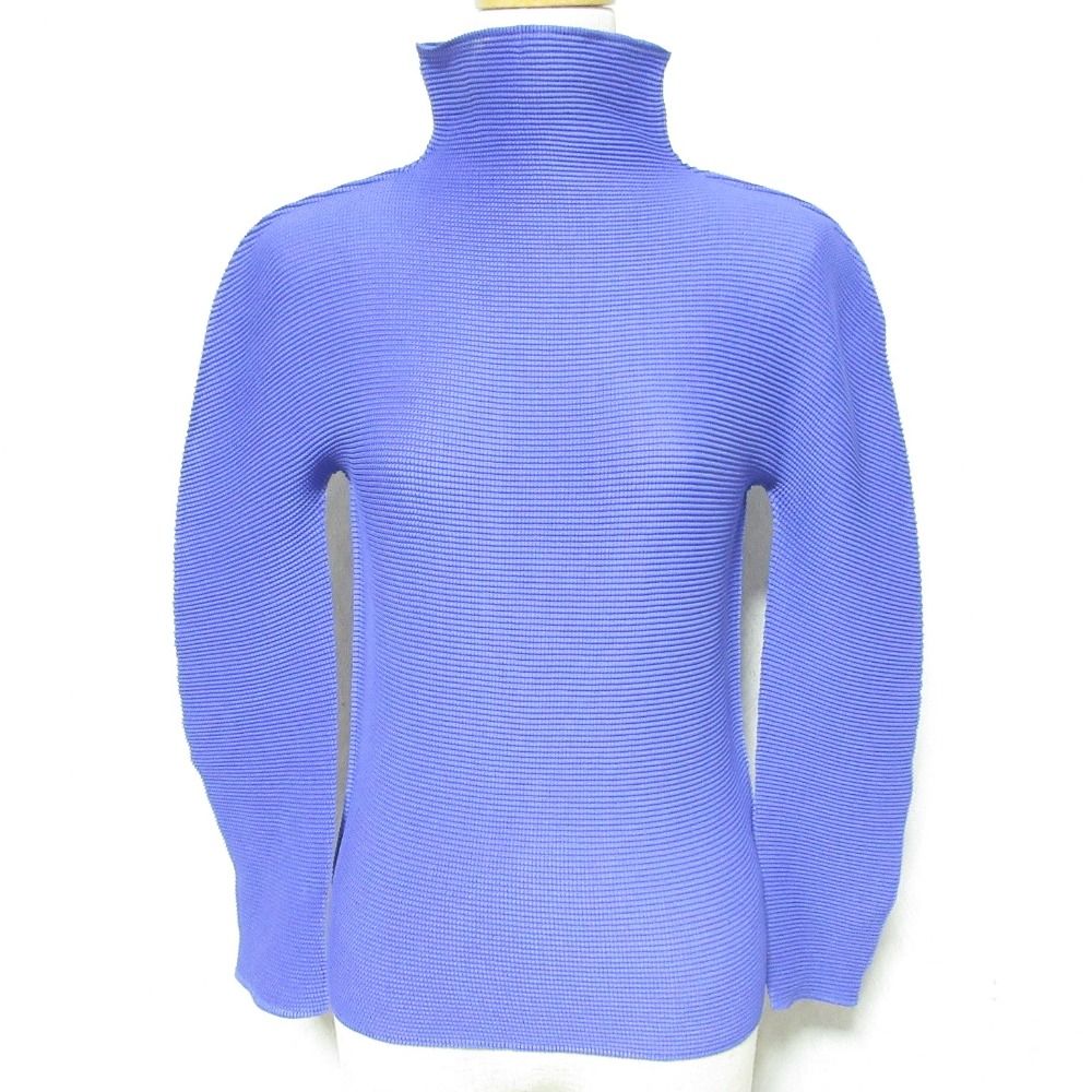 美品 me ISSEY MIYAKE ミーイッセイミヤケ ハイネックブラウス カットソー MI01FJ501 パープル レディース 古着 中古 USED